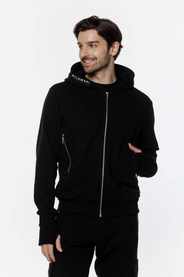 BLUZA CZARNA ROZPINANA MĘSKA
