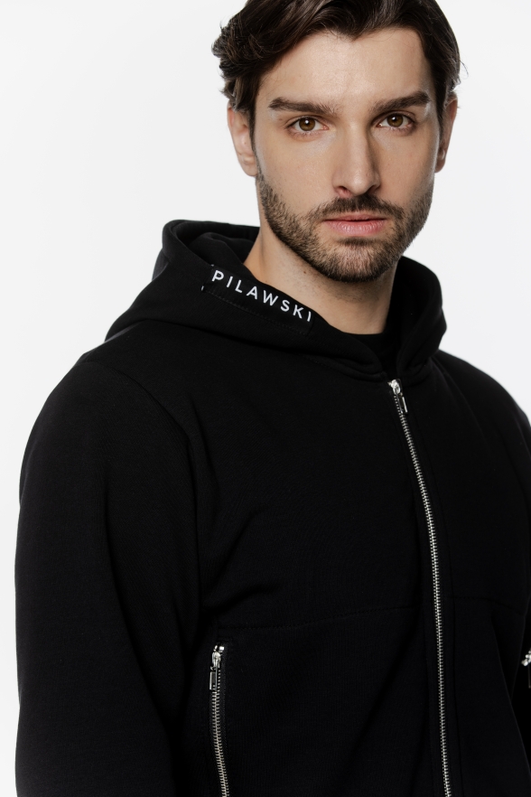 BLUZA CZARNA ROZPINANA MĘSKA - obrazek 5