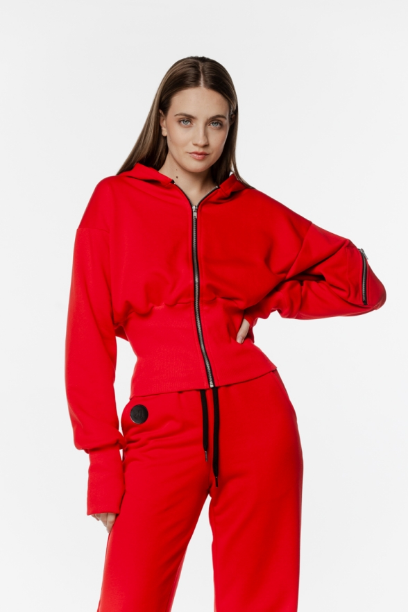 BLUZA CZERWONA KRÓTKA ZAPINANA DAMSKA