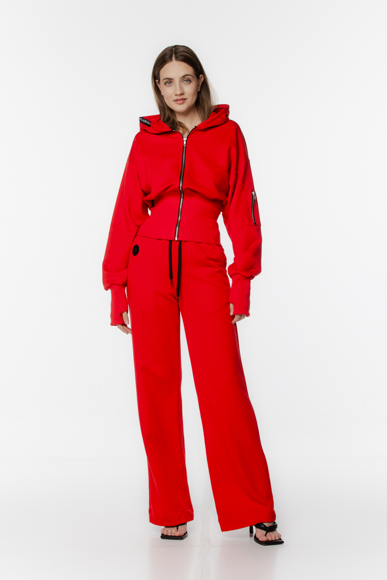 BLUZA CZERWONA KRÓTKA ZAPINANA DAMSKA - obrazek 3
