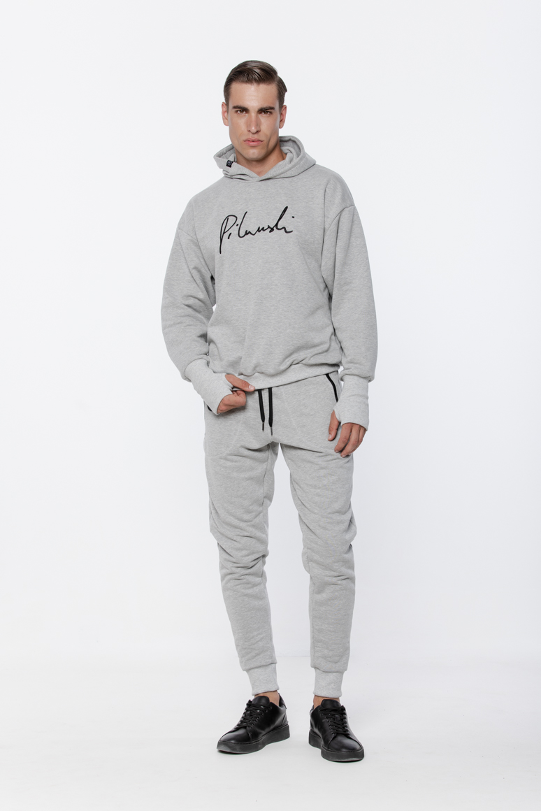 BLUZA SZARA HAFT MĘSKA - obrazek 2