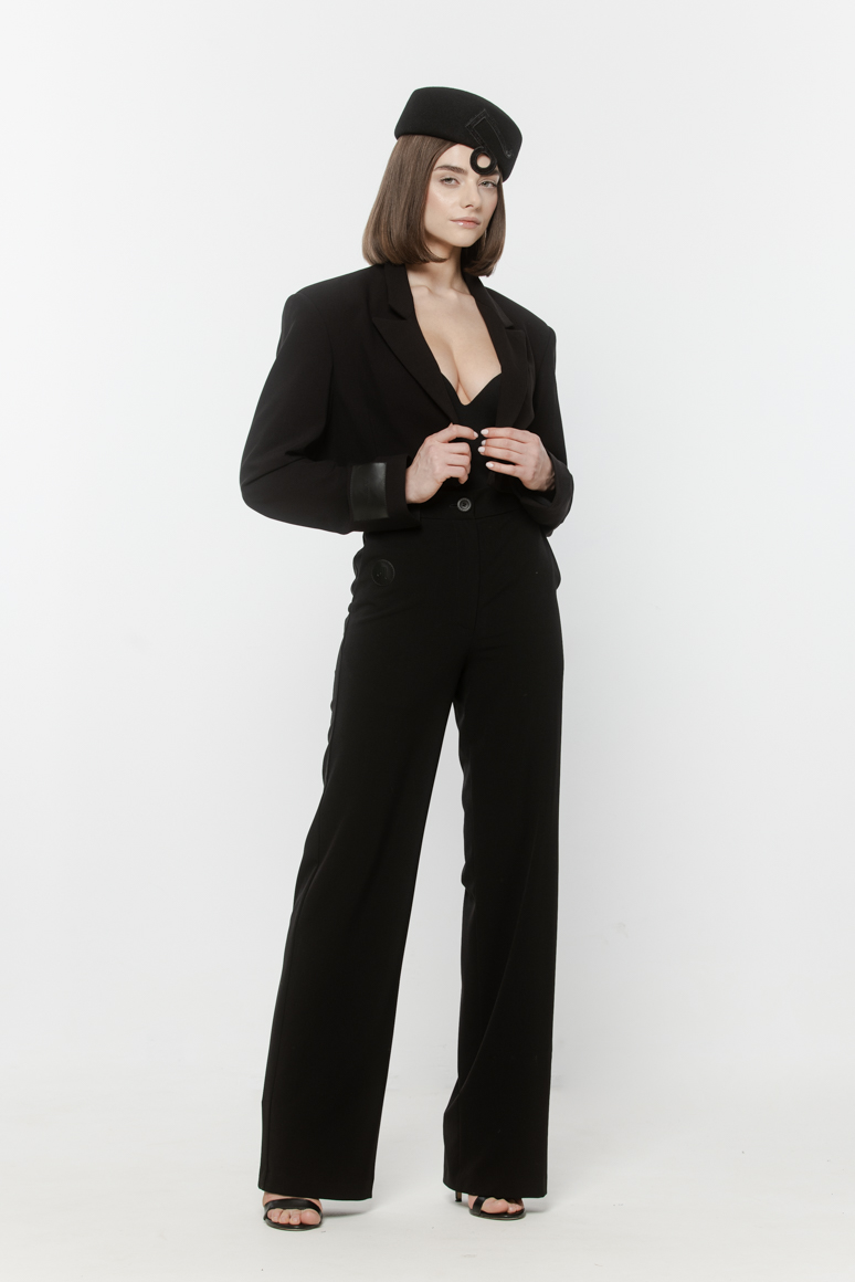 MARYNARKA CZARNA KRÓTKA - obrazek 2