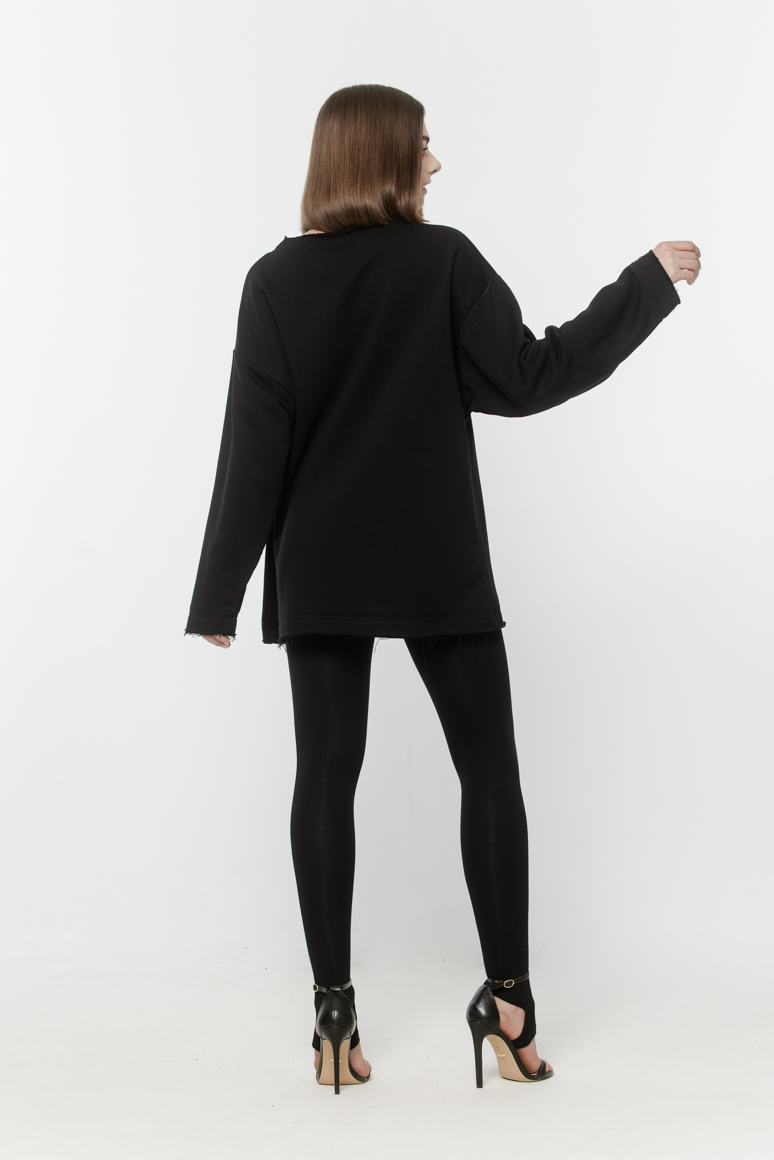 BLUZA CZARNA CREWNECK DAMSKA - obrazek 3