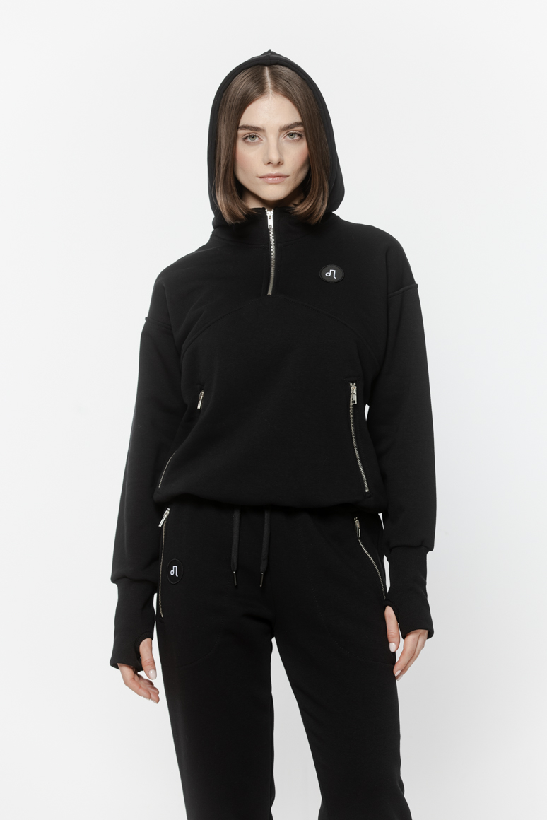 BLUZA CZARNA KANGUR DAMSKA - obrazek 3