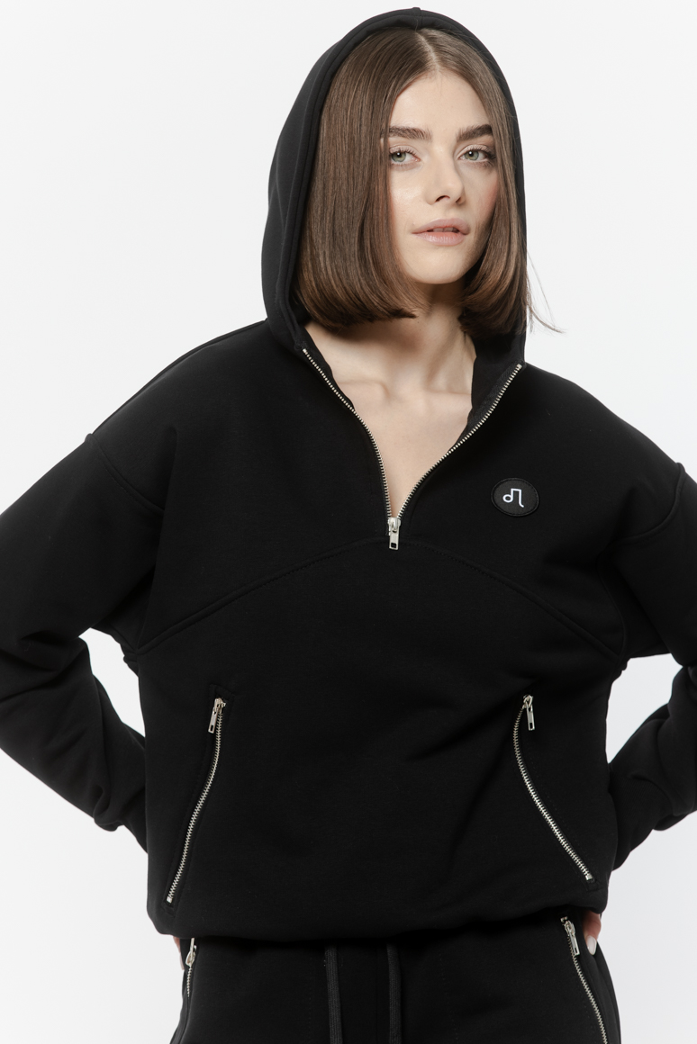 BLUZA CZARNA KANGUR DAMSKA - obrazek 2