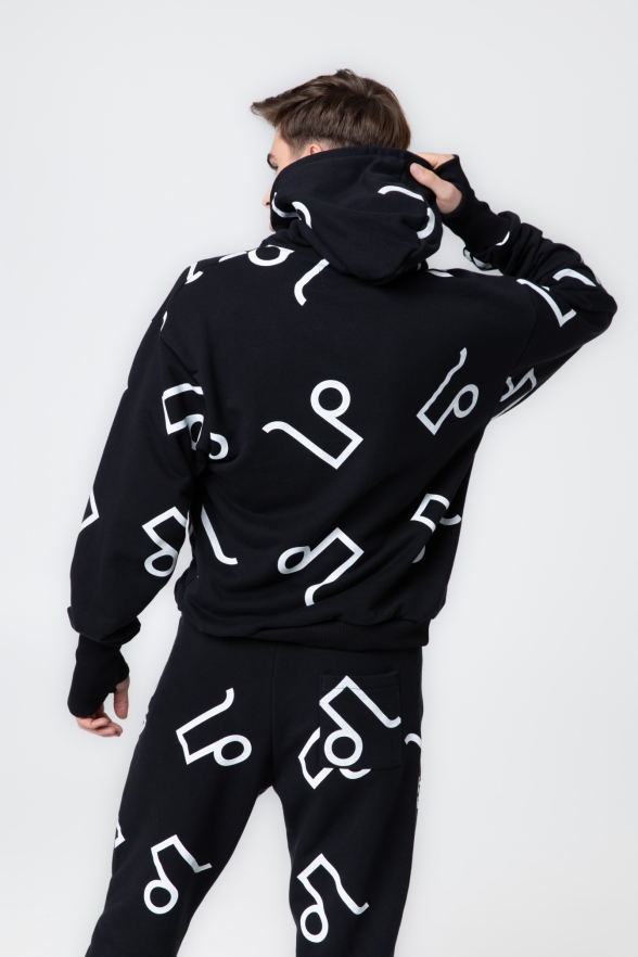 BLUZA CZARNA DUŻY MONOGRAM MĘSKA - obrazek 3