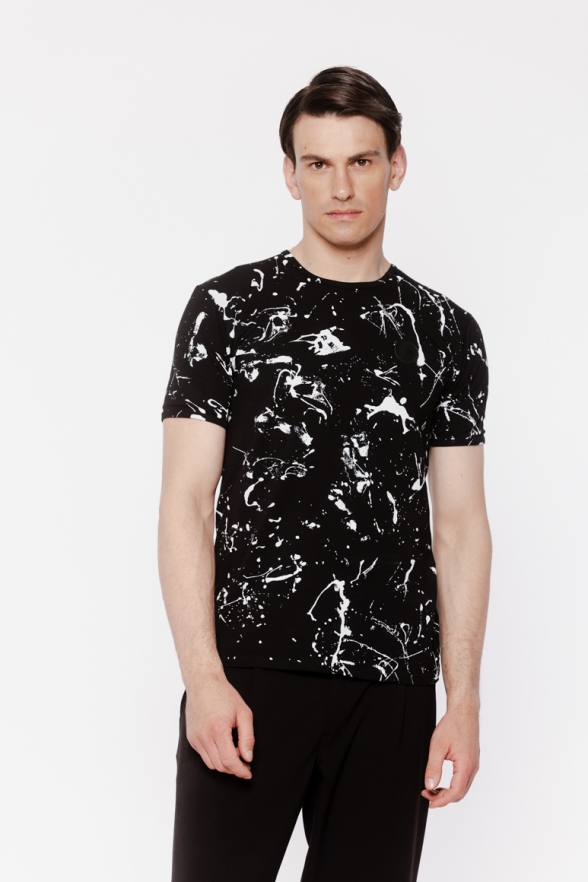 T-SHIRT CZARNY W PRINT MĘSKI
