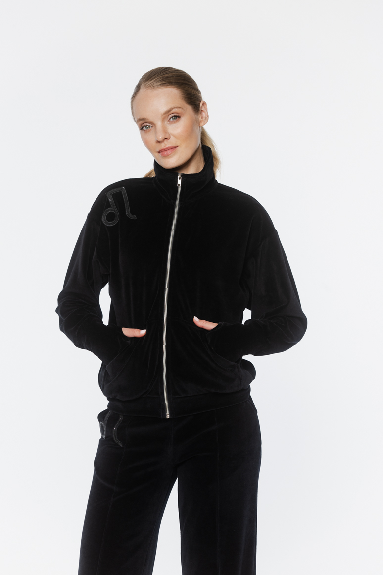 BLUZA AKSAMIT CZARNA DAMSKA - obrazek 3