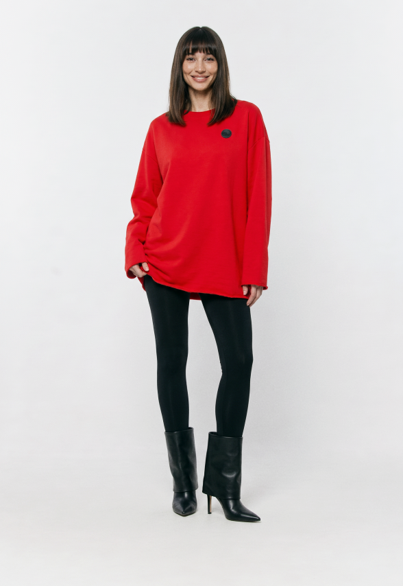 BLUZA CZERWONA CREWNECK DAMSKA