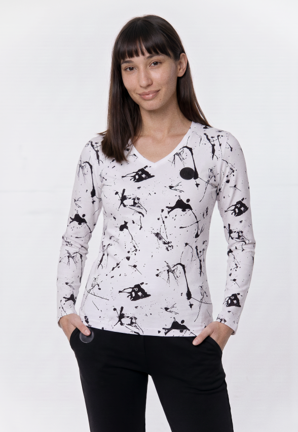 LONGSLEEVE BIAŁY W PRINT DAMSKI