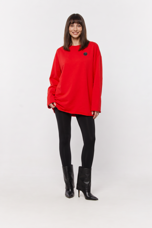 BLUZA CZERWONA CREWNECK DAMSKA
