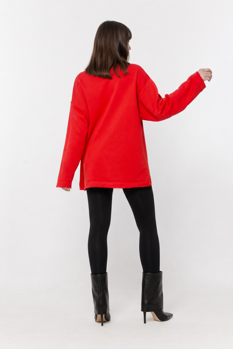 BLUZA CZERWONA CREWNECK DAMSKA - obrazek 2